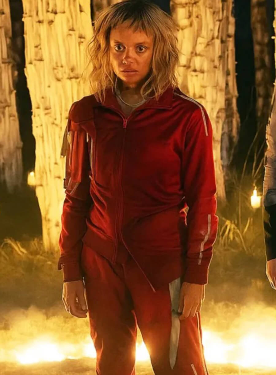 Harpoon Jimmy Ink Inspired Red Leather Jacket - 28 Years Later The Bone Temple Style