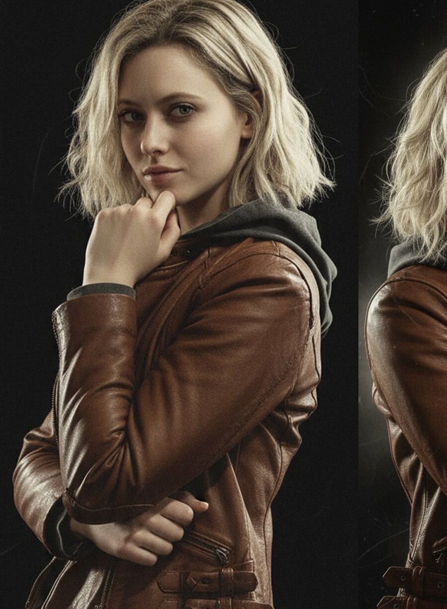 Harpoon Grace Ashcroft Inspired Brown Leather Jacket - Resident Evil Requiem Style
