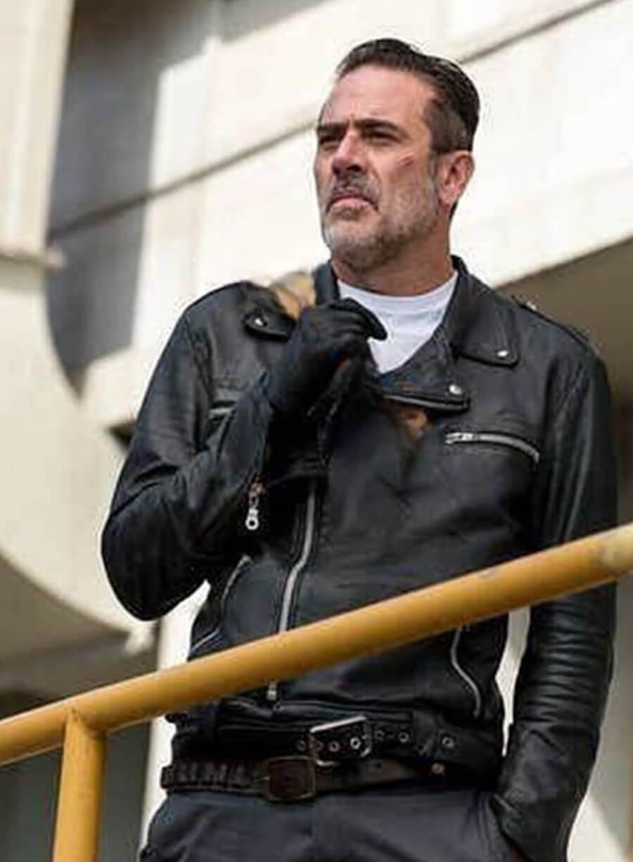 Harpoon Negan Smith Inspired Black Biker Jacket - The Walking Dead Series Style