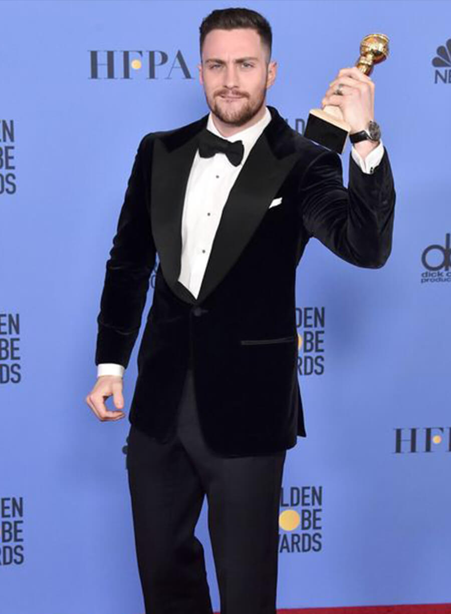 Harpoon Aaron Taylor-Johnson Velvet Blazer Inspired Black Leather Jacket