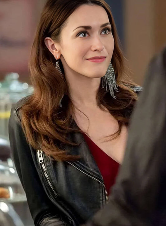 Harpoon Abigail Pershing Inspired Black Biker Jacket - Good Witch S02 Style