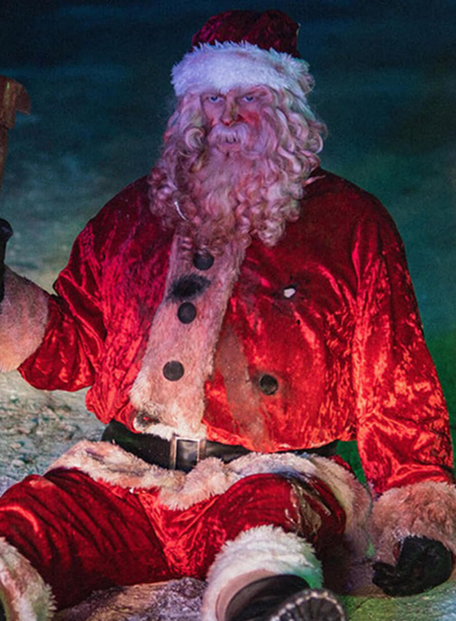 Harpoon Santa Inspired Red Velvet Fabric Leather Jacket - Christmas Bloody Christmas 2022 Style