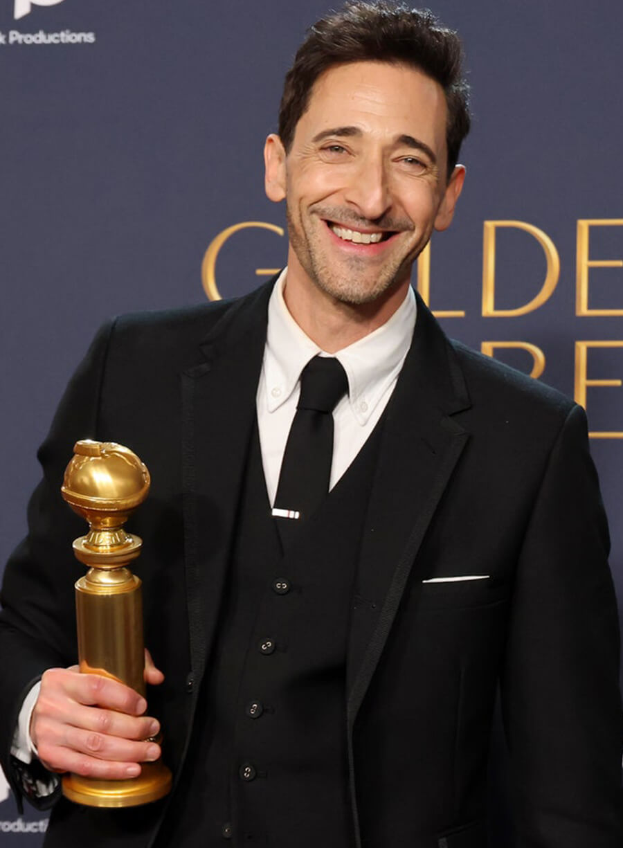 Harpoon Adrien Brody Inspired Black Leather Jacket - Golden Globes 2025 Style