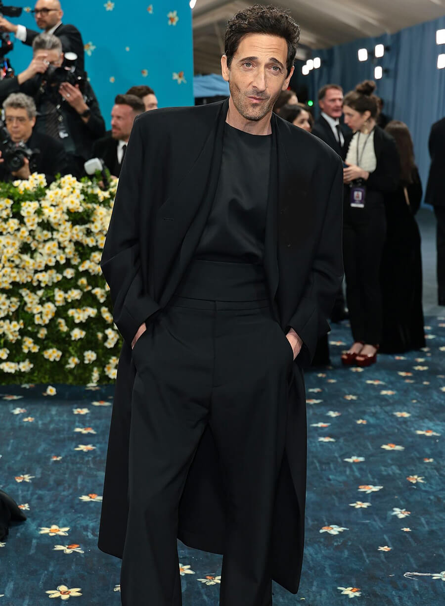 Harpoon Adrien Brody Inspired Black Wool Coat - Met Gala Red Carpet 2025 Style