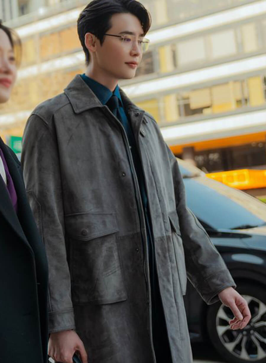 Harpoon Ahn Joo-hyung Inspired Grey Suede Leather Coat - Law and the City Style