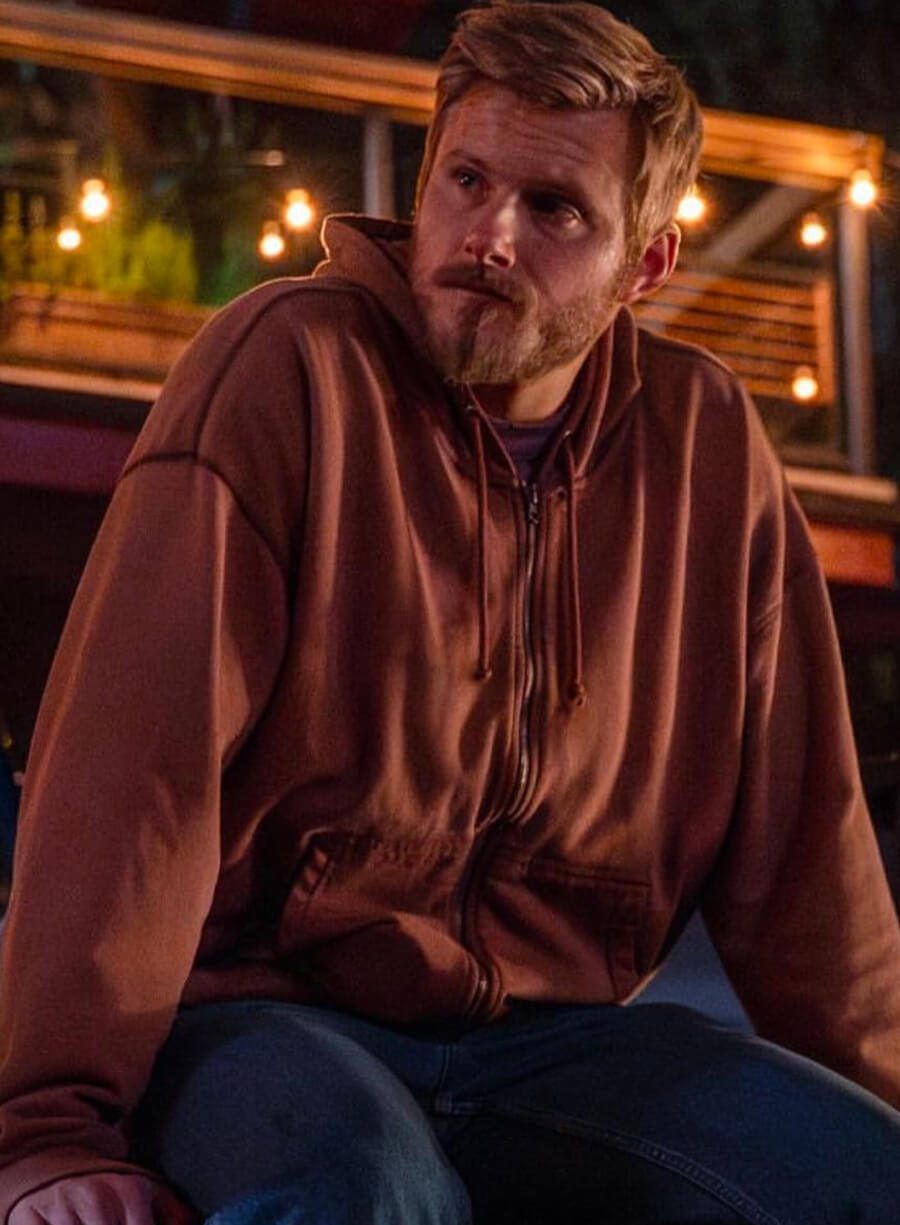 Harpoon Alexander Ludwig Inspired Orange Fleece Fabric Hooded Jacket - Earth Abides Tv Series Style