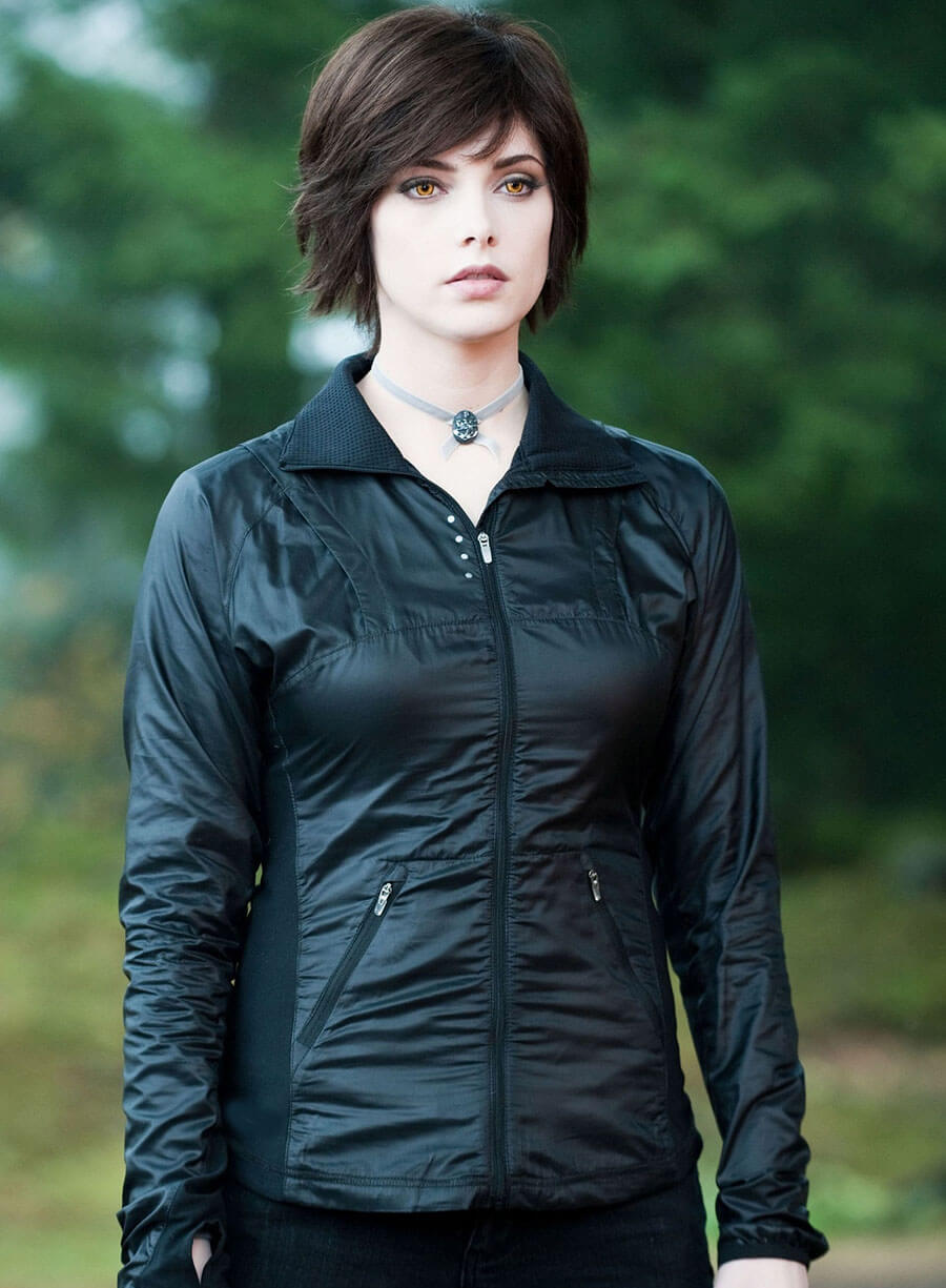 Harpoon Alice Cullen Inspired Black Polyester Fabric Leather Jacket - The Twilight Saga: Eclipse Style