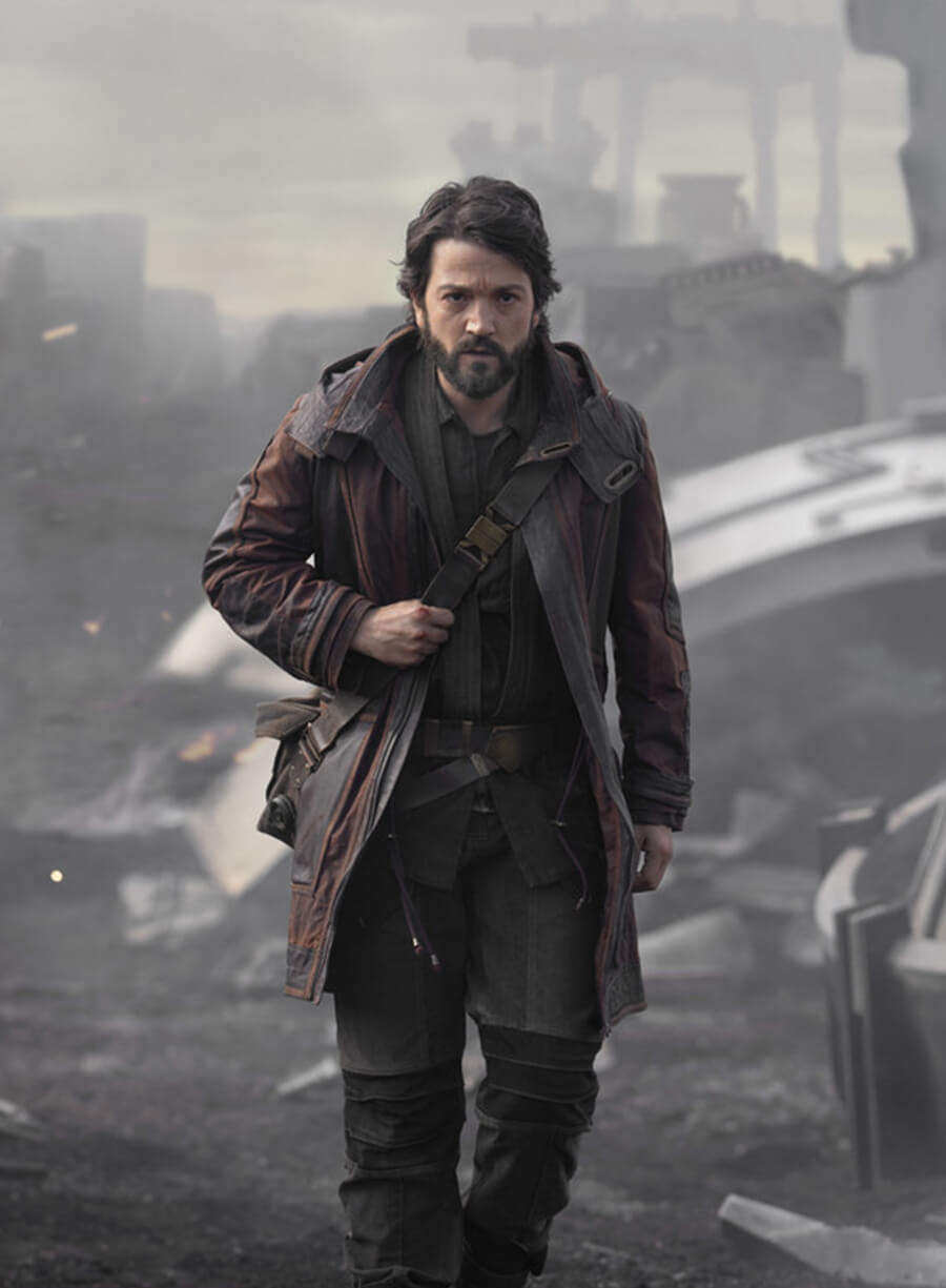 Harpoon Diego Luna Inspired Brown Real Leather with Fabric Coat - Andor Tv Series Style