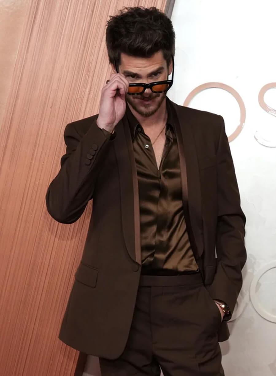 Harpoon Andrew Garfield Inspired Brown Leather Jacket - Oscars Red Carpet 2025 Style