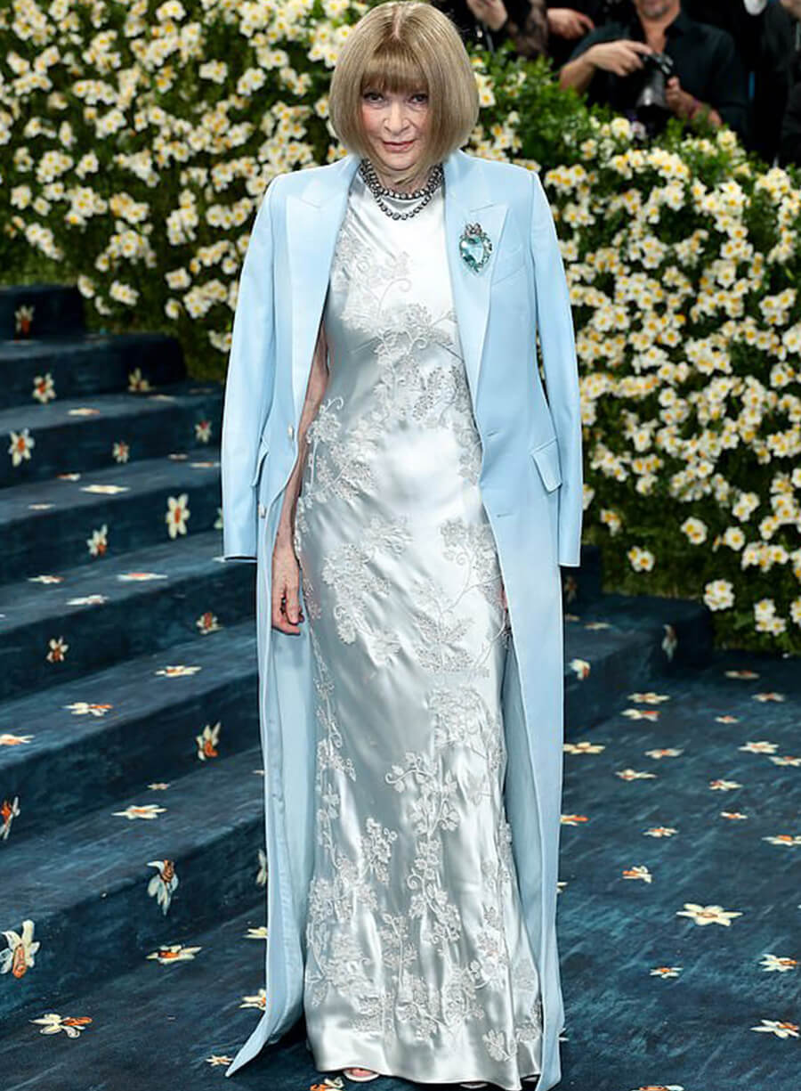 Harpoon Anna Wintour Inspired Blue Fabric Coat - Met Gala Red Carpet 2025 Style