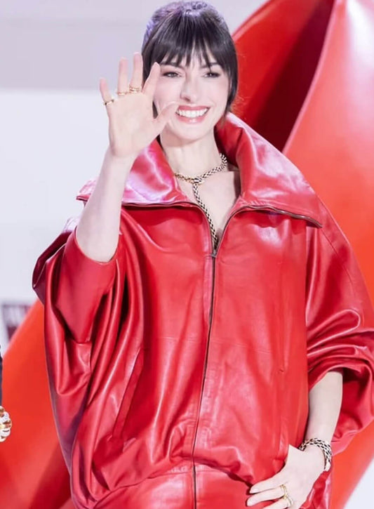 Anne Hathaway The Dev�il Wears Pra�da 2 Red Leather Jacket