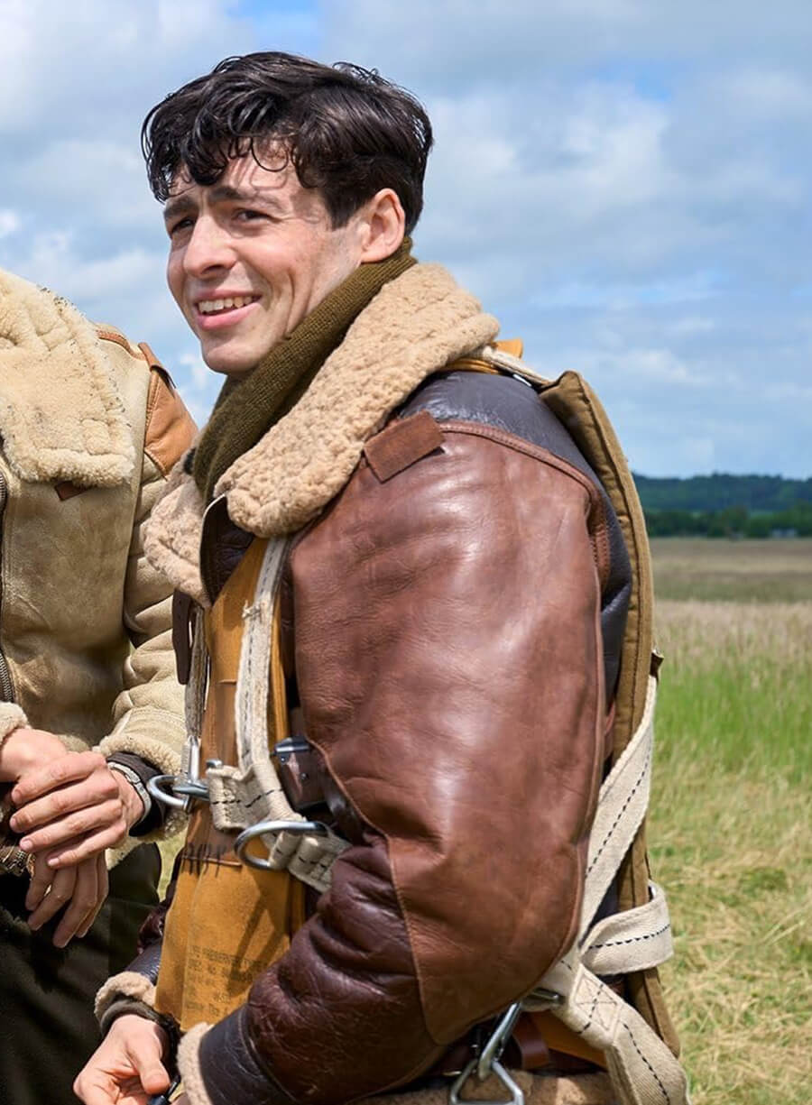 Harpoon Major Harry Crosby Inspired Black & Brown Leather Jacket - Masters Of The Air Style