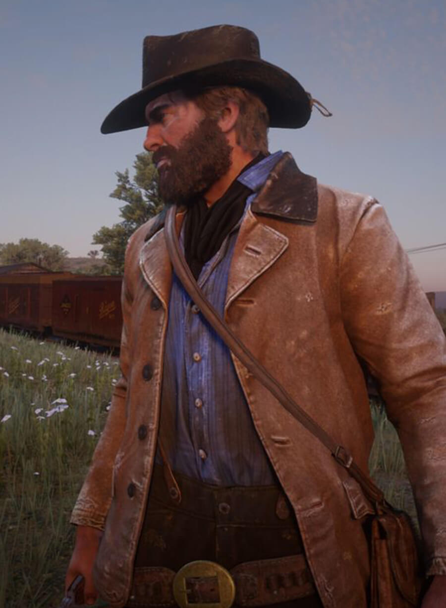 Harpoon Arthur Morgan Inspired Tan-Brown Leather Jacket - Red Dead Redemption 2 Style
