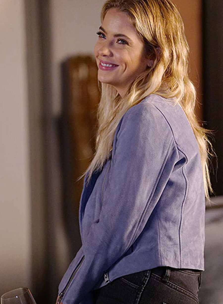 Harpoon Ashley Benson Pretty Little Liars Inspired Blue Leather Jacket