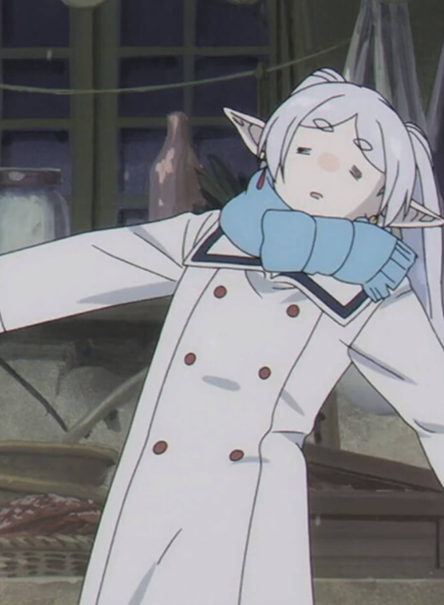 Harpoon Frieren Inspired White Coat - Frieren: Beyond Journey's End Style