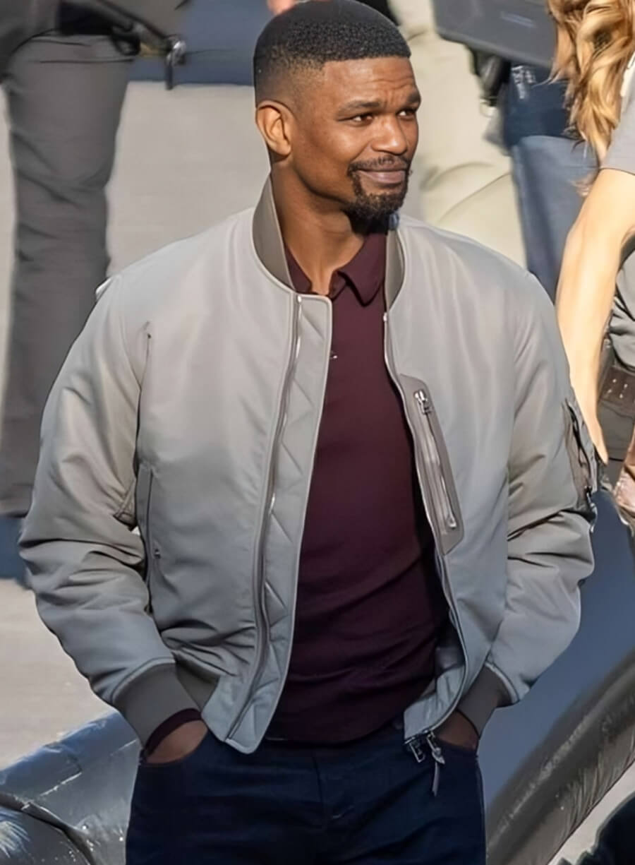 Harpoon Jamie Foxx Inspired Grey Bomber Jacket