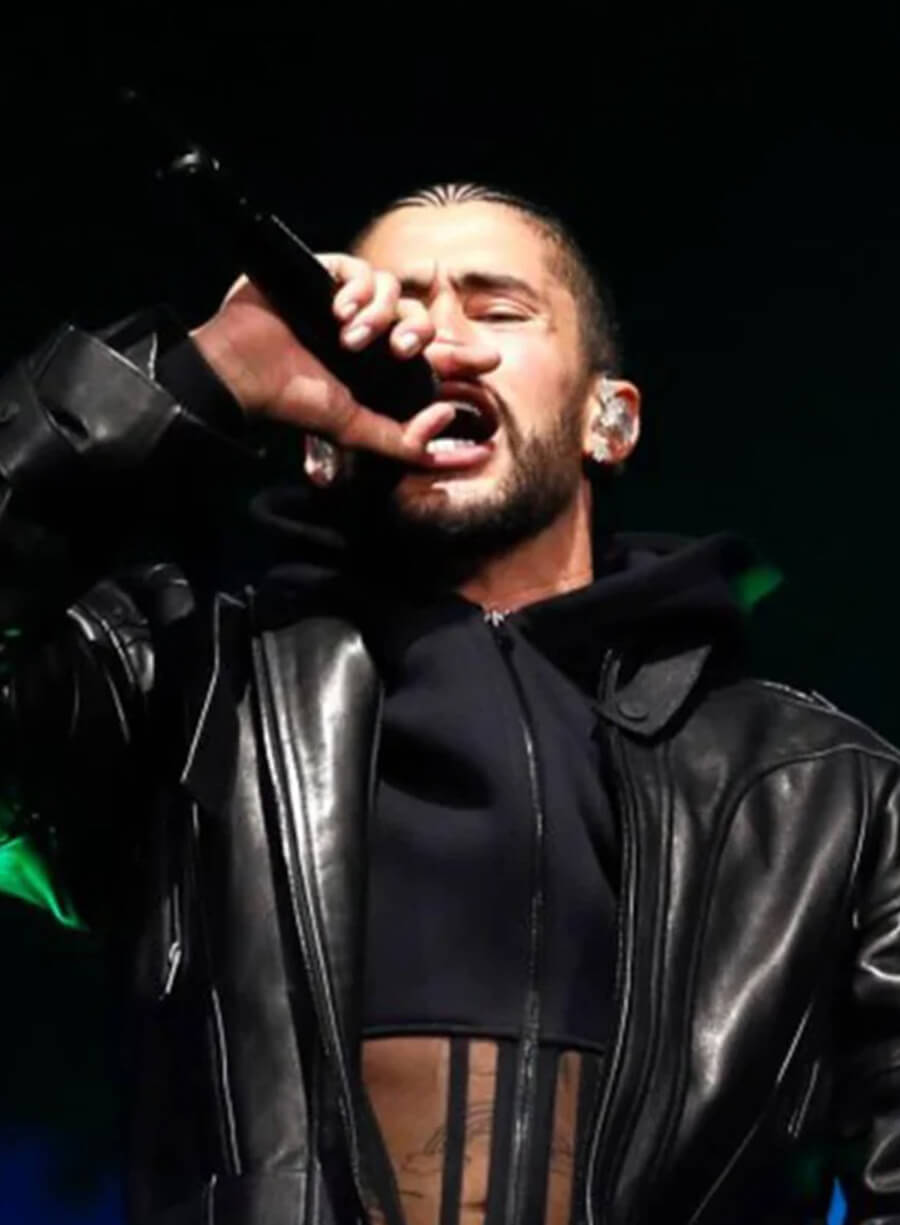 Harpoon Bad Bunny Arts Festival Inspired Black Leather Jacket