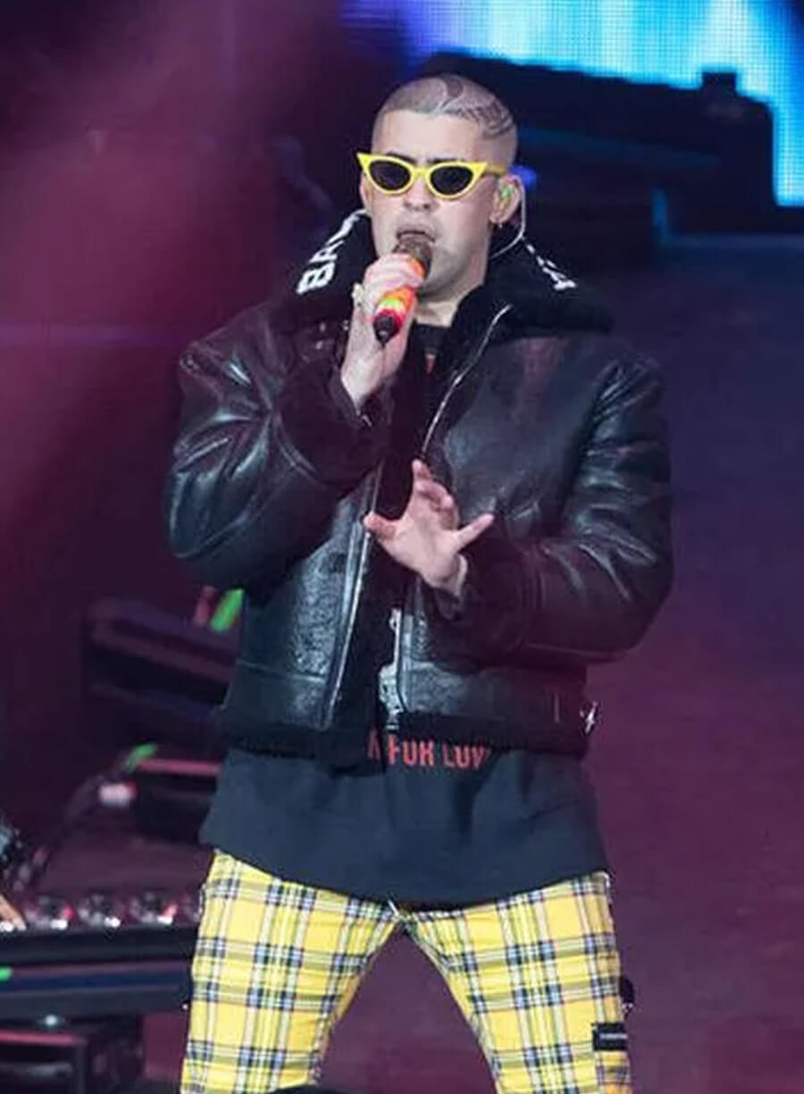 Harpoon Bad Bunny Shearling Inspired Black Leather Jacket