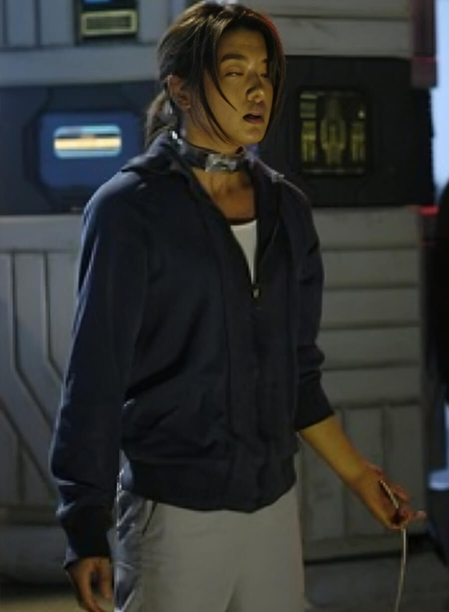 Harpoon Grace Park Inspired Blue Cotton Fabric Hooded Jacket - Battlestar Galactia Style