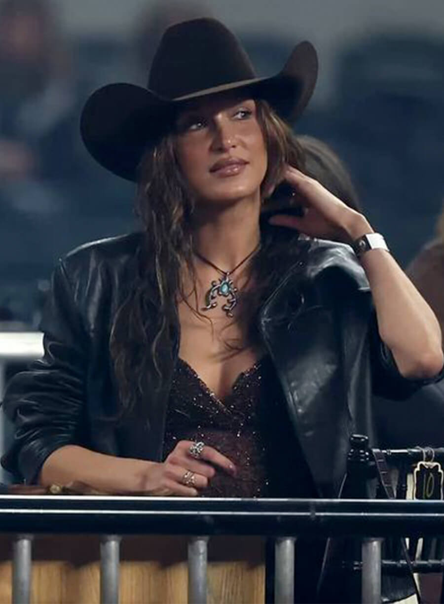 Harpoon Bella Hadid Inspired Black Leather Jacket - Yellowstone Drama Series Style
