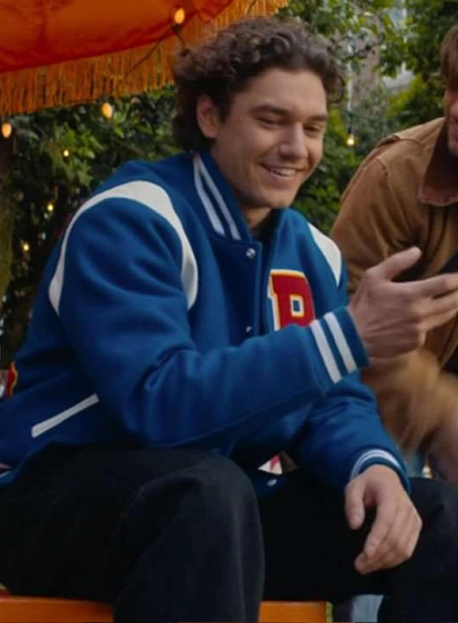 Harpoon Garrett Graham Inspired Blue Wool Fabric Varsity Jacket - Off Campus Style