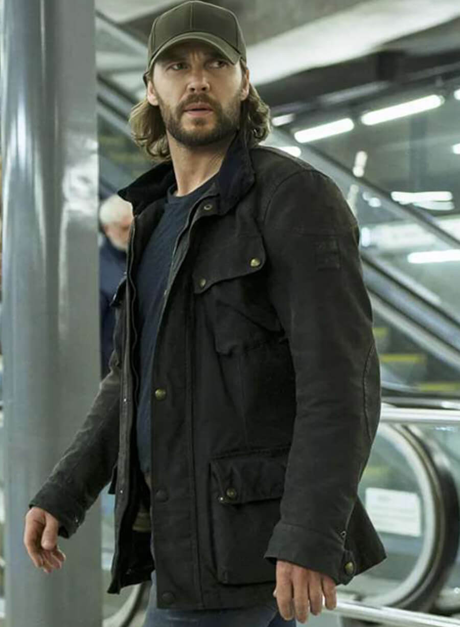 Harpoon Ben Edwards Inspired Black Leather Jacket - The Terminal List Dark Wolf Style