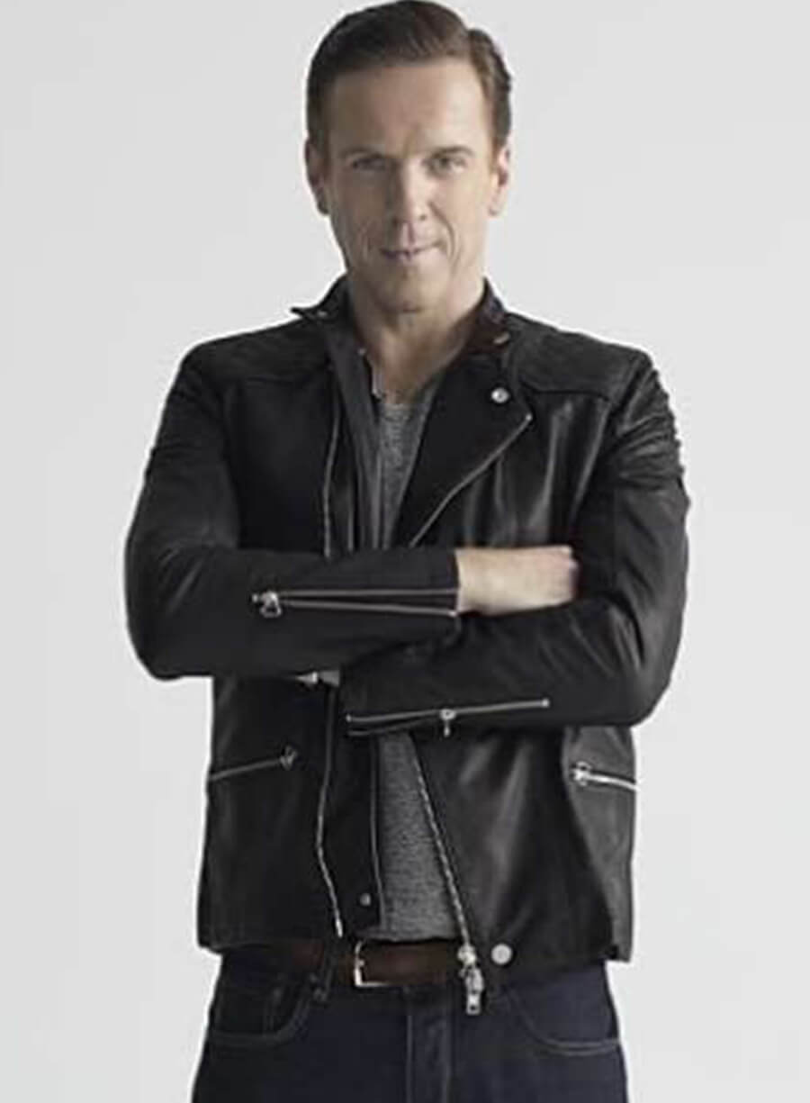 Harpoon Damian Lewis Inspired Black Real Leather Leather Jacket - Billions Tv Series Style