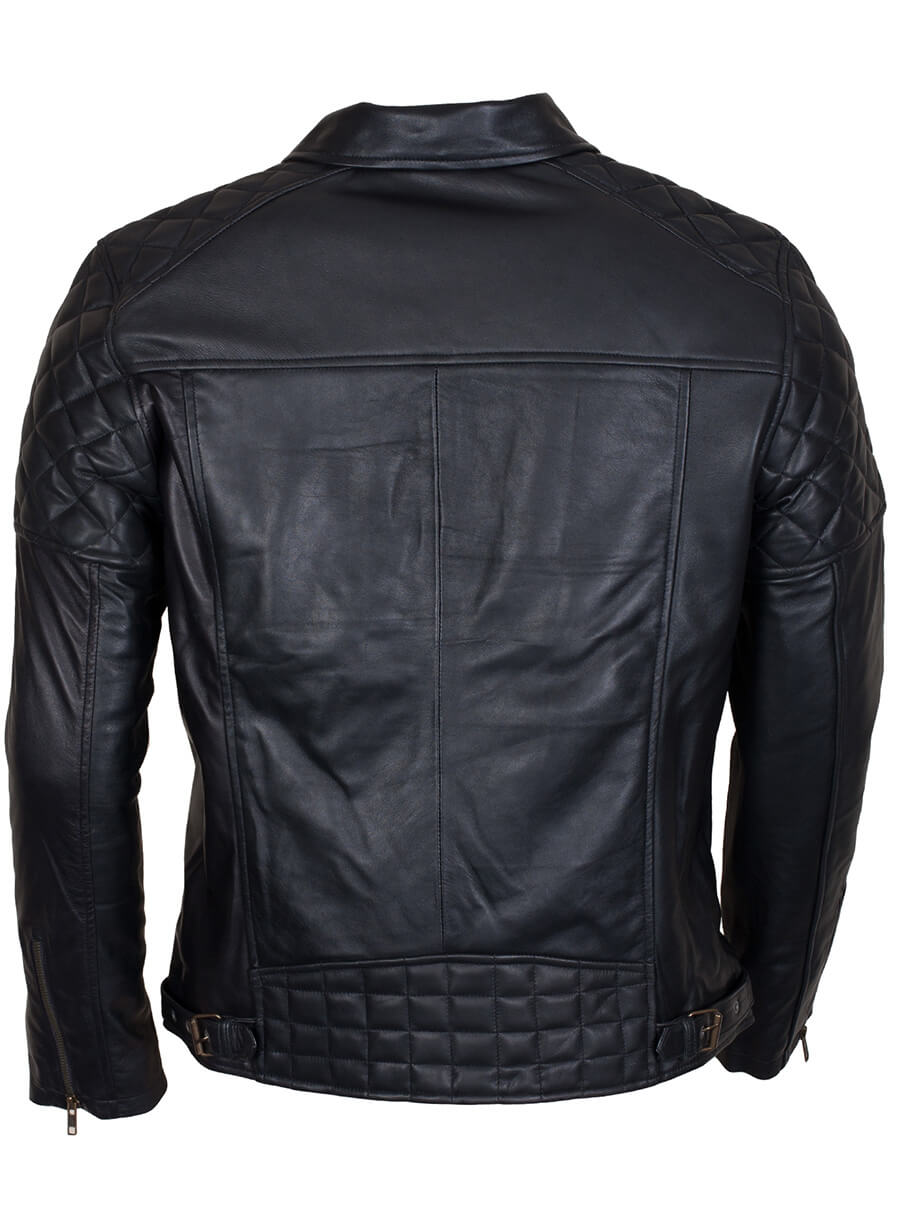 Harpoon Brando Quilted Men Real Inspired Black Biker Jacket