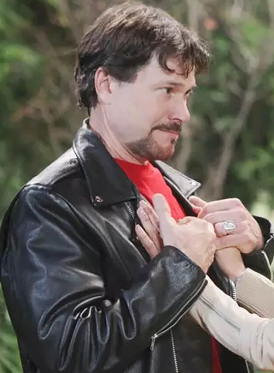 Harpoon Bo Brady Inspired Black Leather Jacket - Days of Our Lives Style