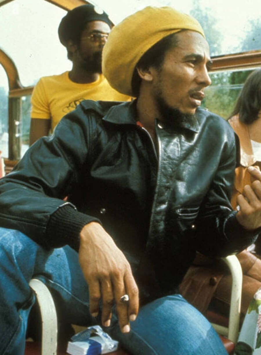 Harpoon Bob Marley Inspired Black Leather Jacket