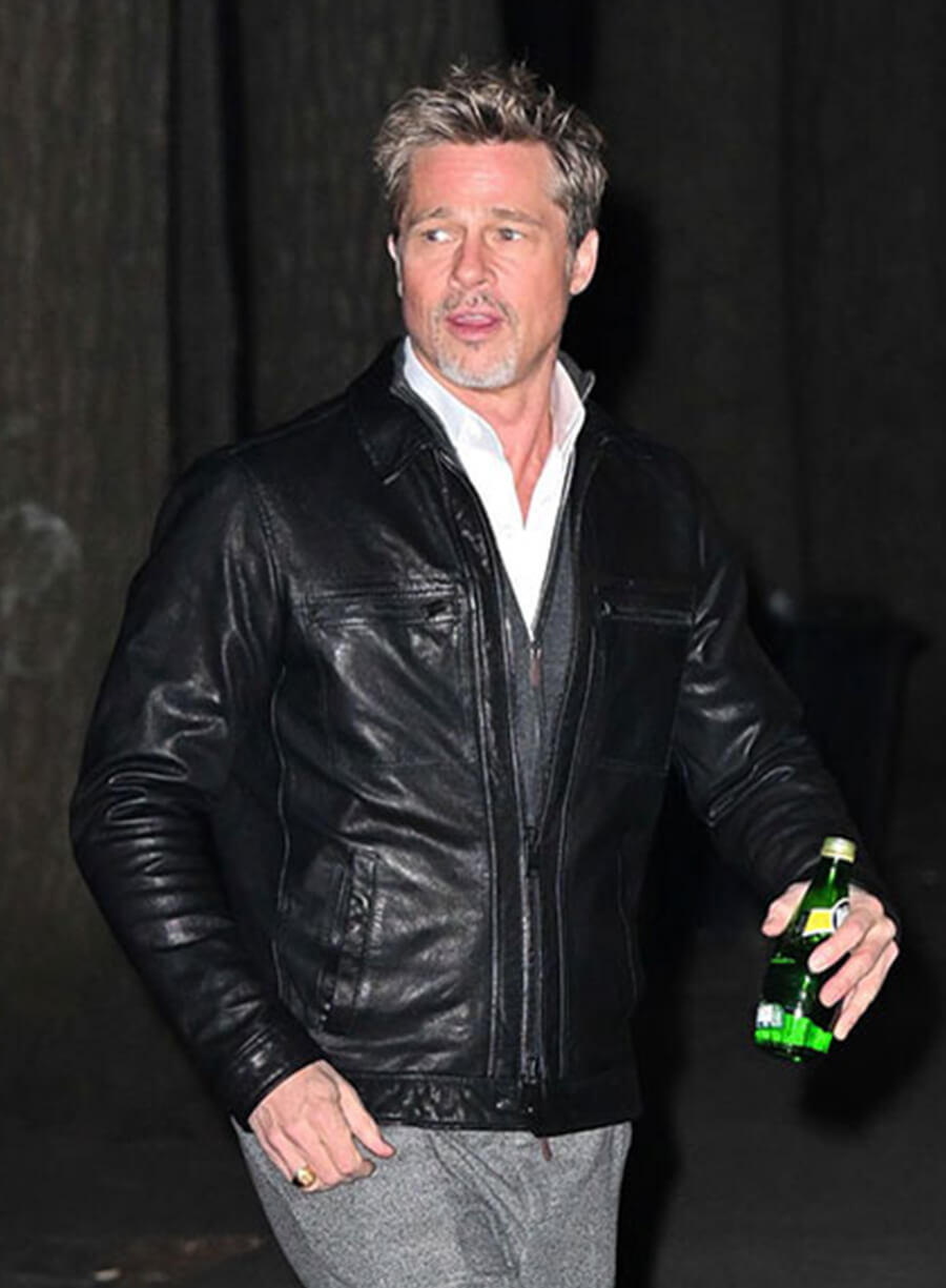 Harpoon Brad Pitt Inspired Black Leather Jacket