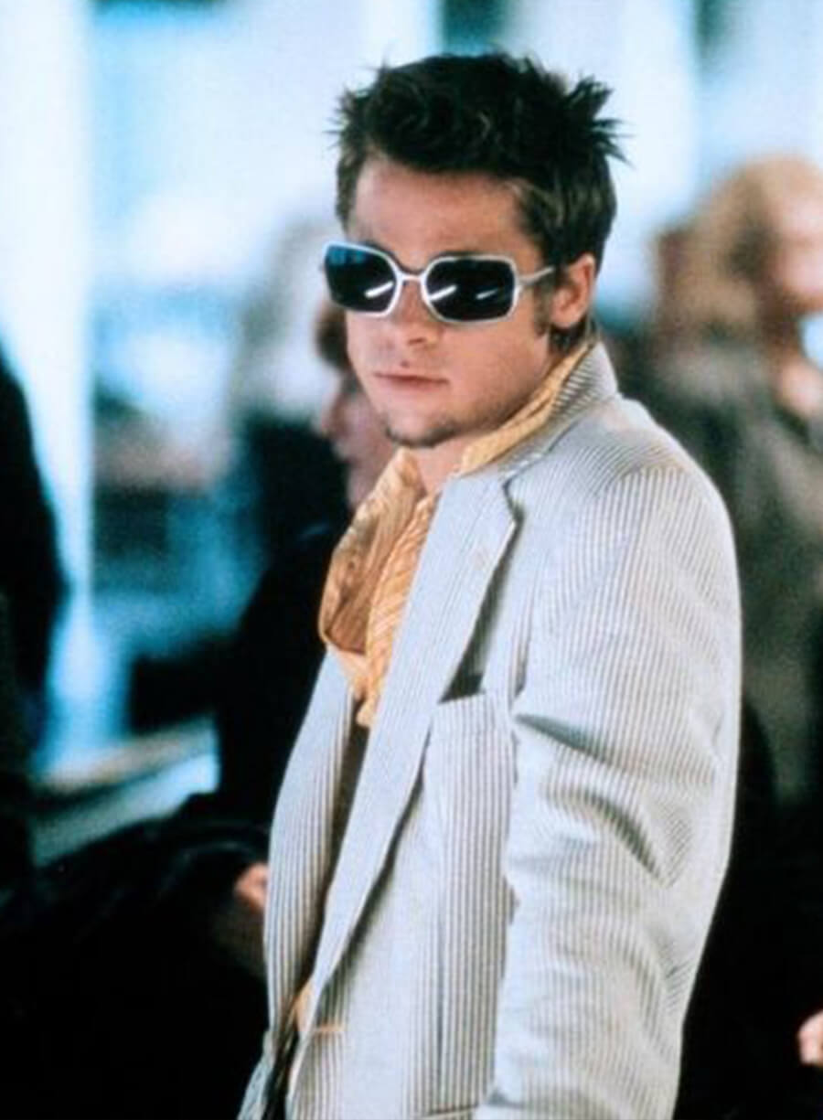 Harpoon Tyler Durden Inspired White & Black Plain Fabric Leather Jacket - Fight Club 1999 Style