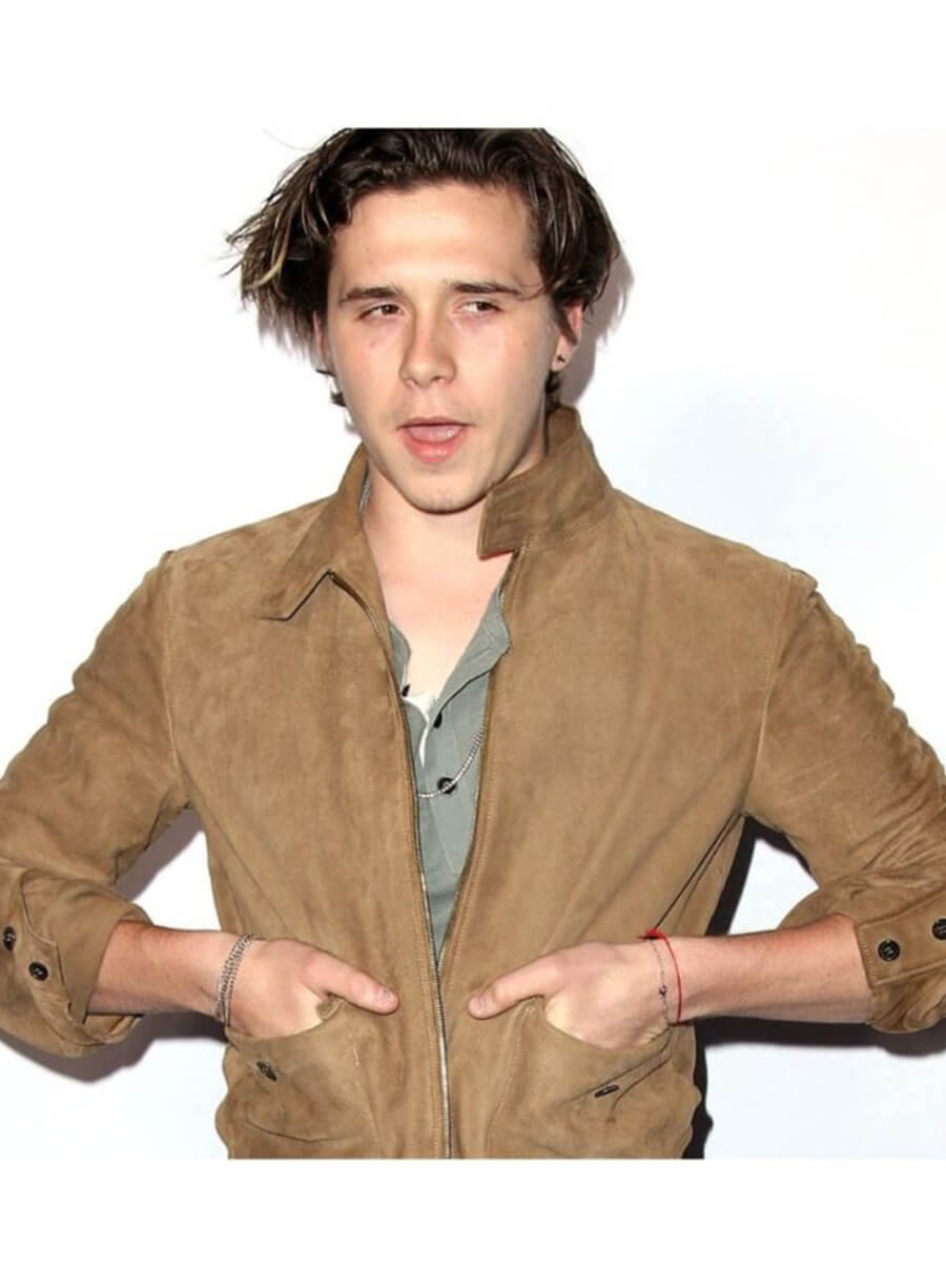Harpoon Brooklyn Beckham Suede Inspired Brown Leather Jacket