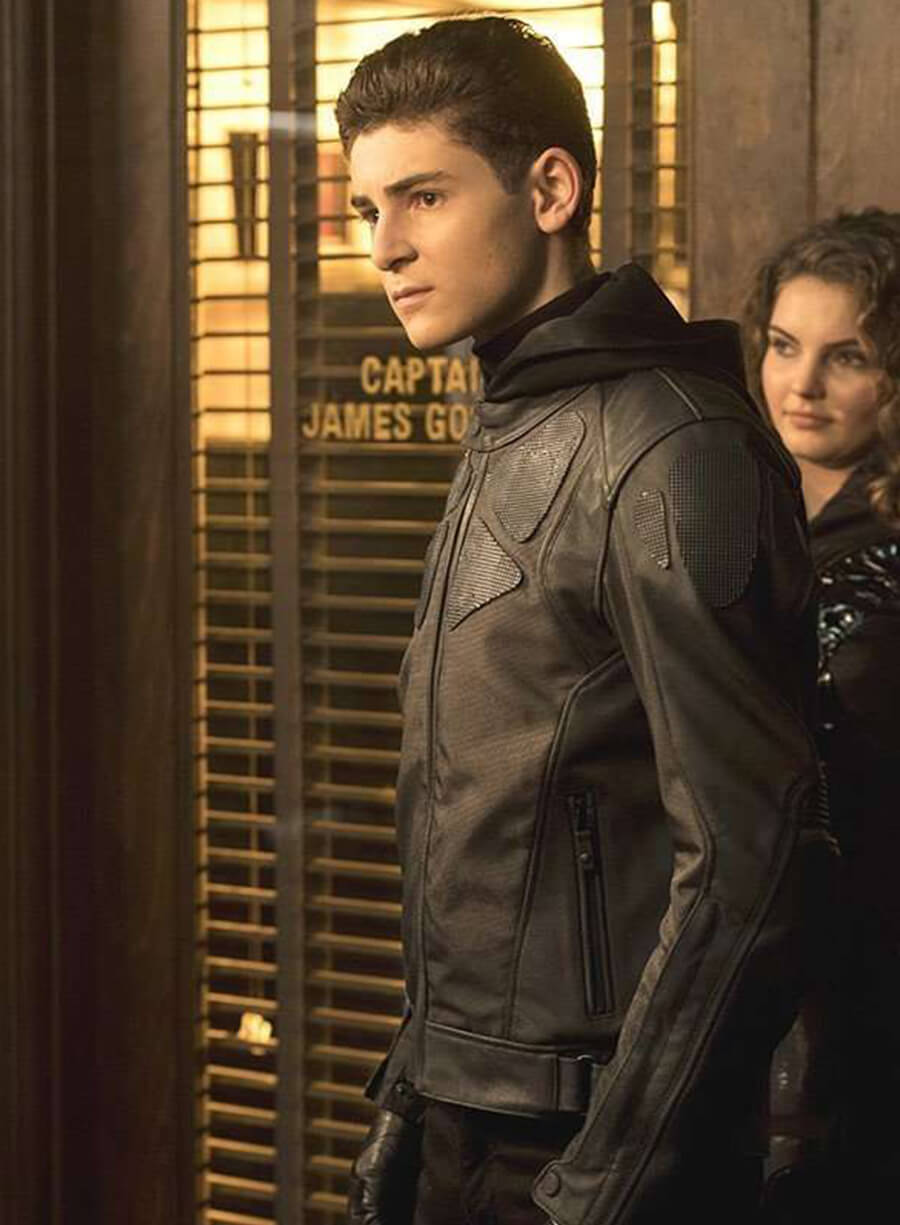 Harpoon David Mazouz Inspired Black Real Leather Leather Jacket - Gotham Style