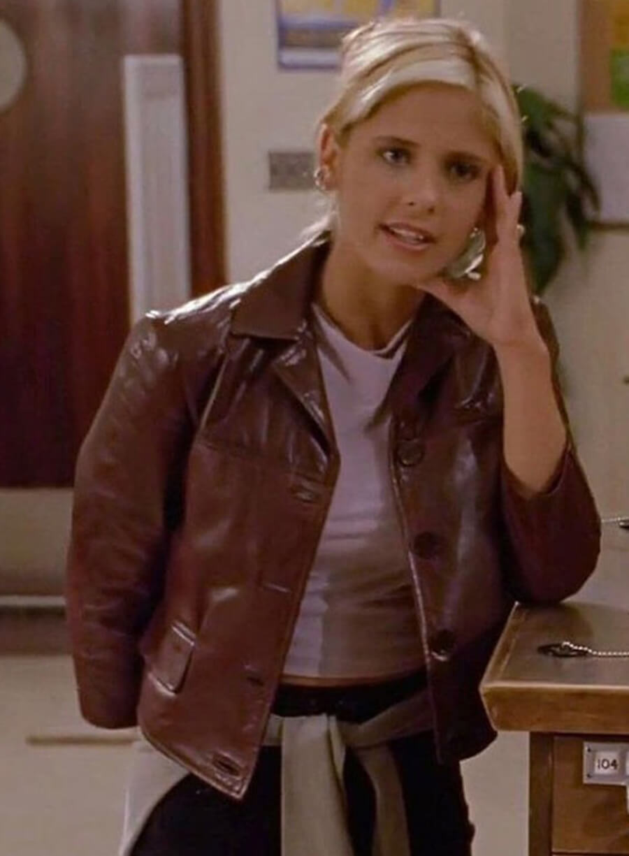 Harpoon Buffy Summers Inspired Brown Leather Jacket - Buffy The Vampire Slayer Style
