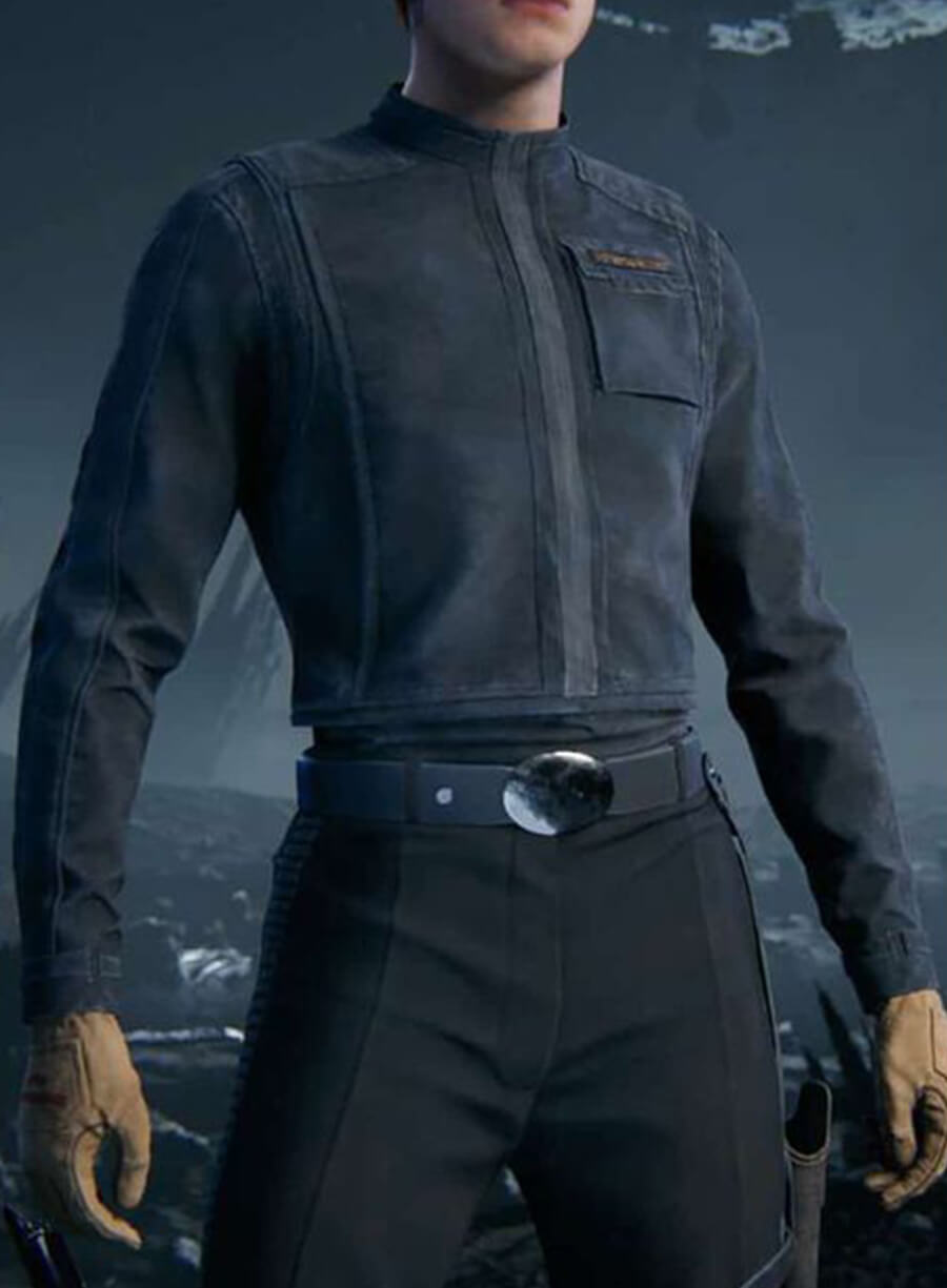 Harpoon Cal Kestis Star Wars Jedi: Survivor Suede Inspired Black Suede Leather Leather Jacket