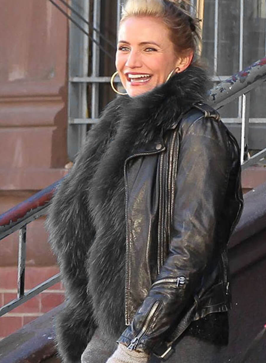 Harpoon Cameron Diaz Annie Inspired Black Leather Jacket