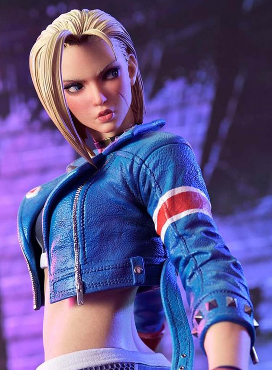 Harpoon Cammy White Inspired Blue Leather Jacket - Street Fighter 6 Style