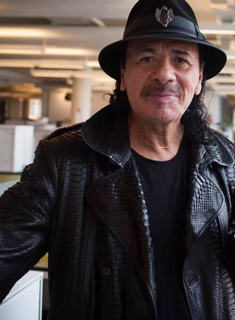 Harpoon Carlos Santana Inspired Black Real Leather Leather Jacket