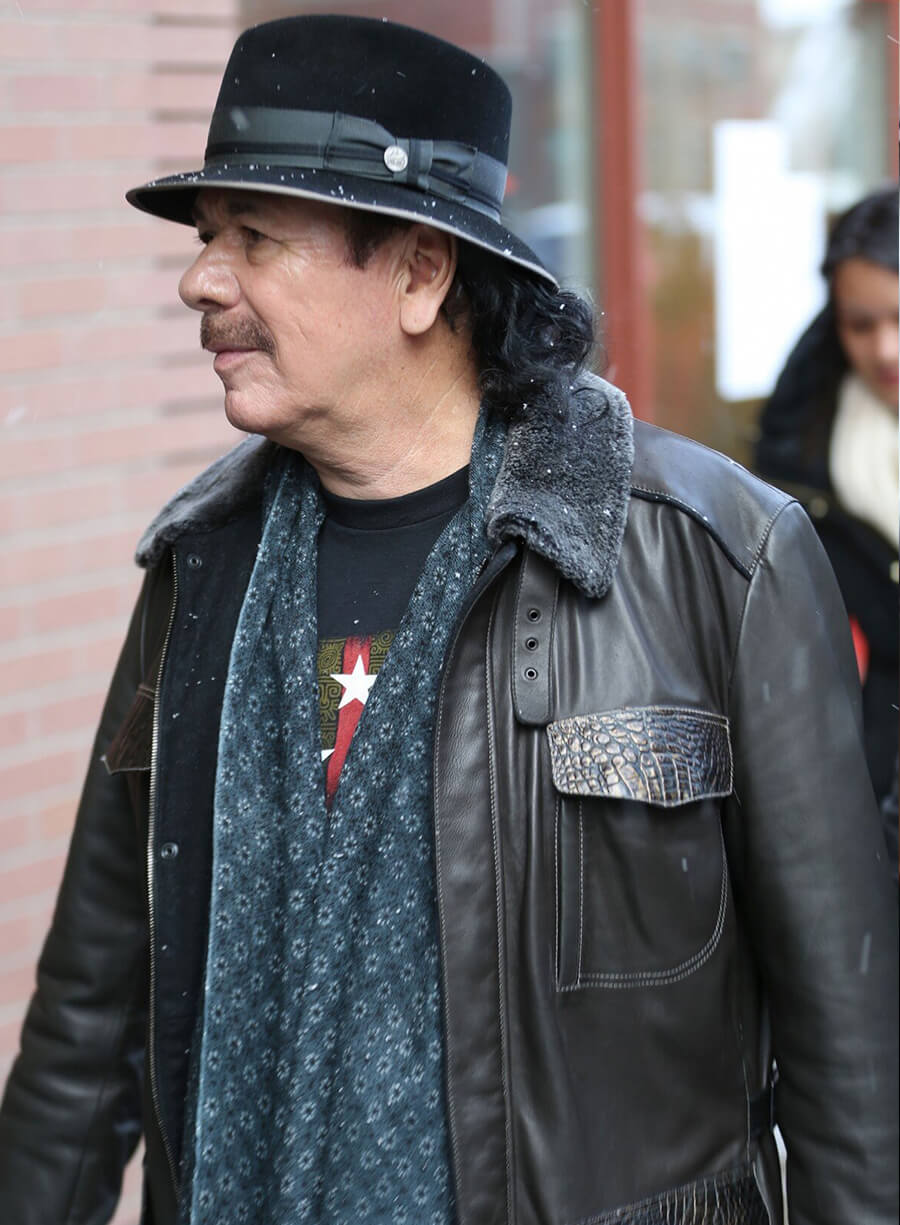 Harpoon Carlos Santana Real Inspired Black Real Leather Leather Jacket