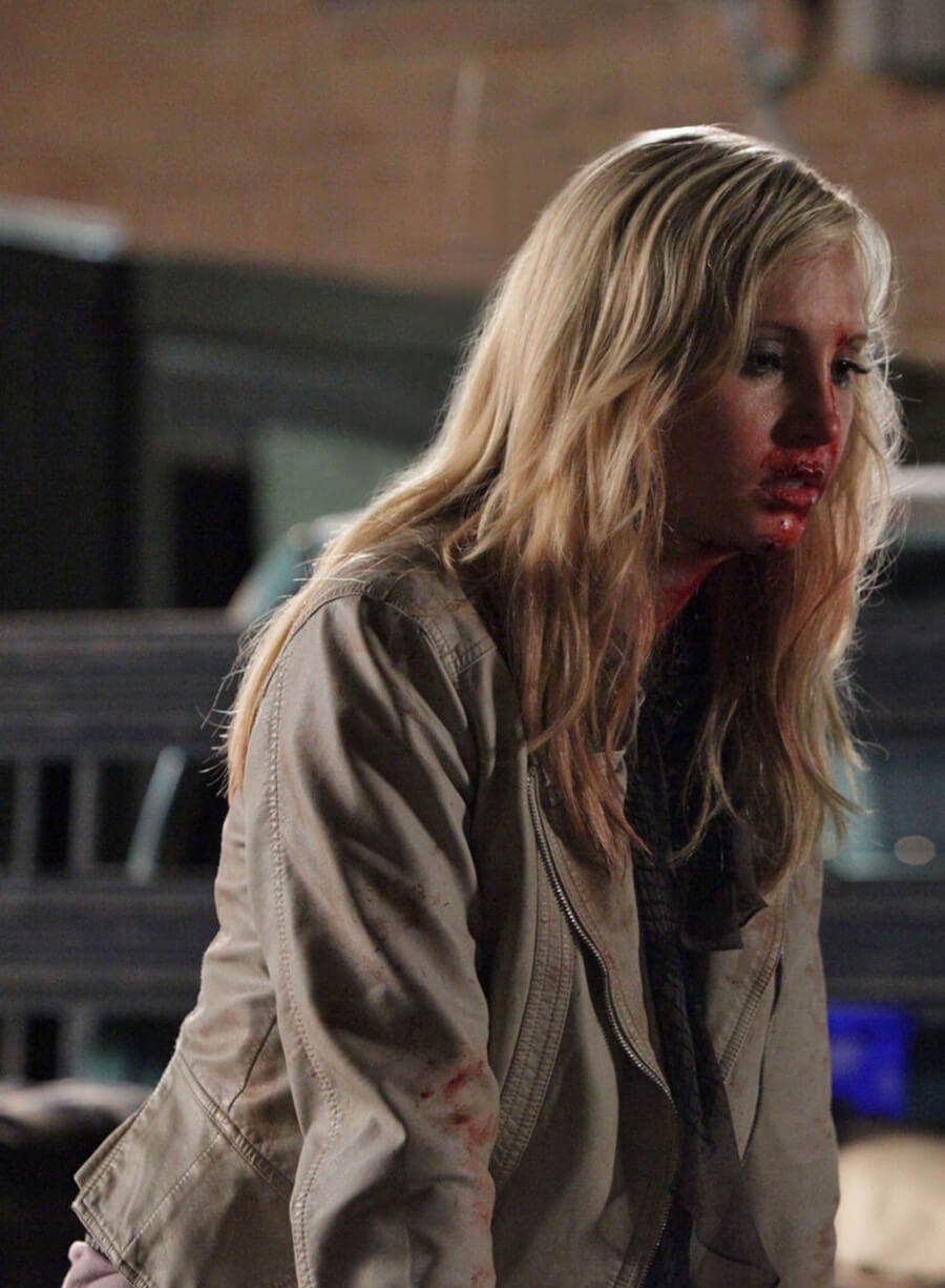Harpoon Caroline Forbes Inspired White Biker Jacket - The Vampire Diaries Style