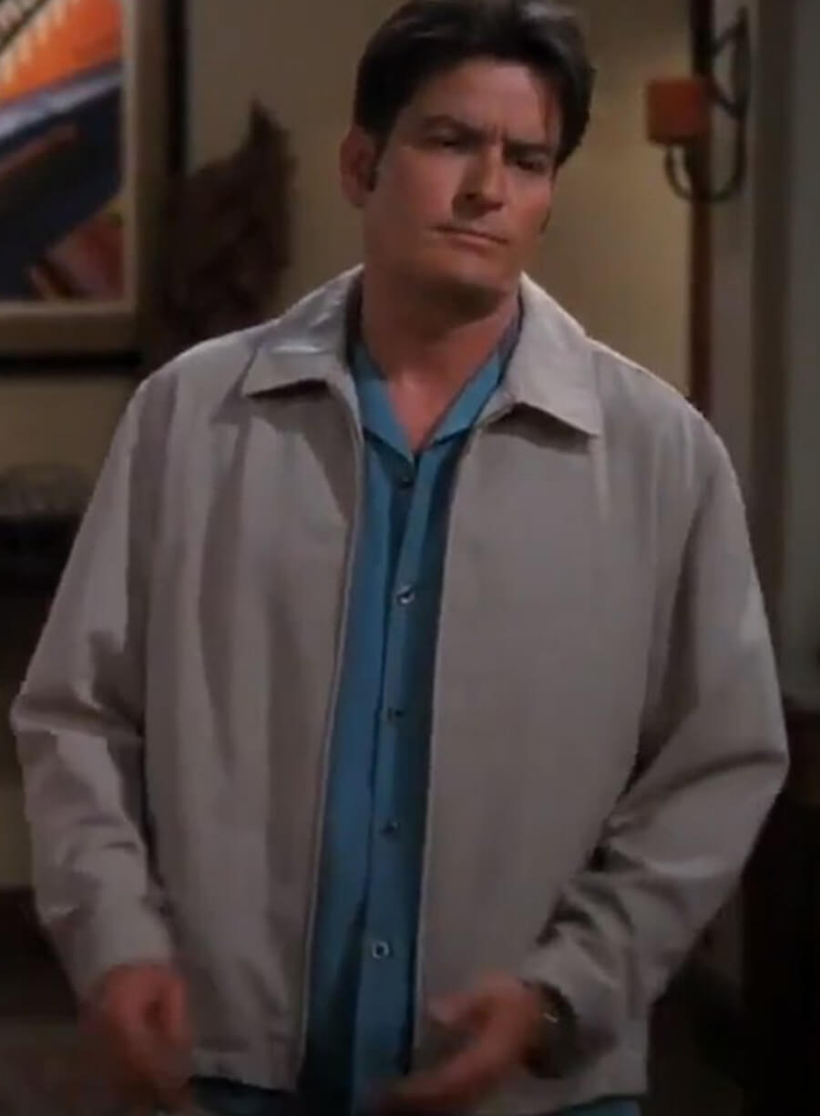 Harpoon Charlie Harper Inspired Off White Leather Jacket - Two and a Half Men Style
