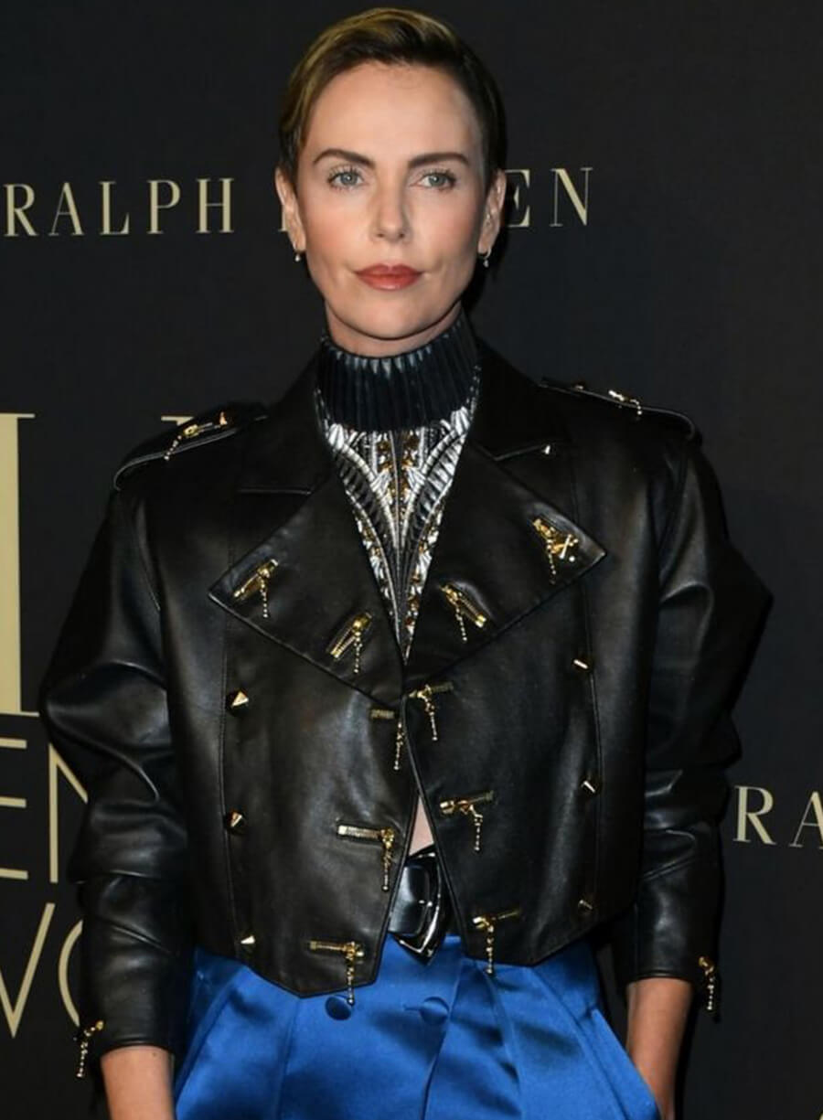 Harpoon Charlize Theron Inspired Black Leather Jacket