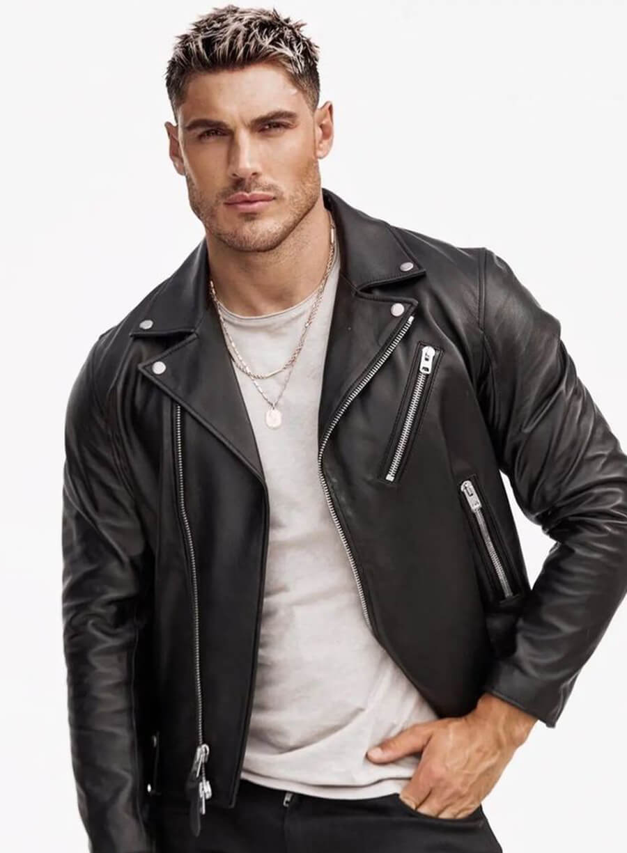 Harpoon Chris Appleton Inspired Black Real Leather Biker Jacket