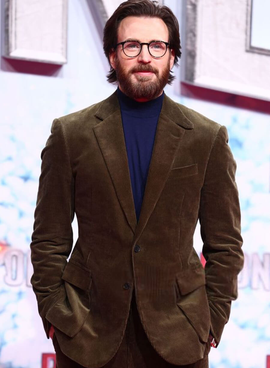 Harpoon Chris Evan One Corduroy Blazer Inspired Green Leather Jacket - Chris Evans Style