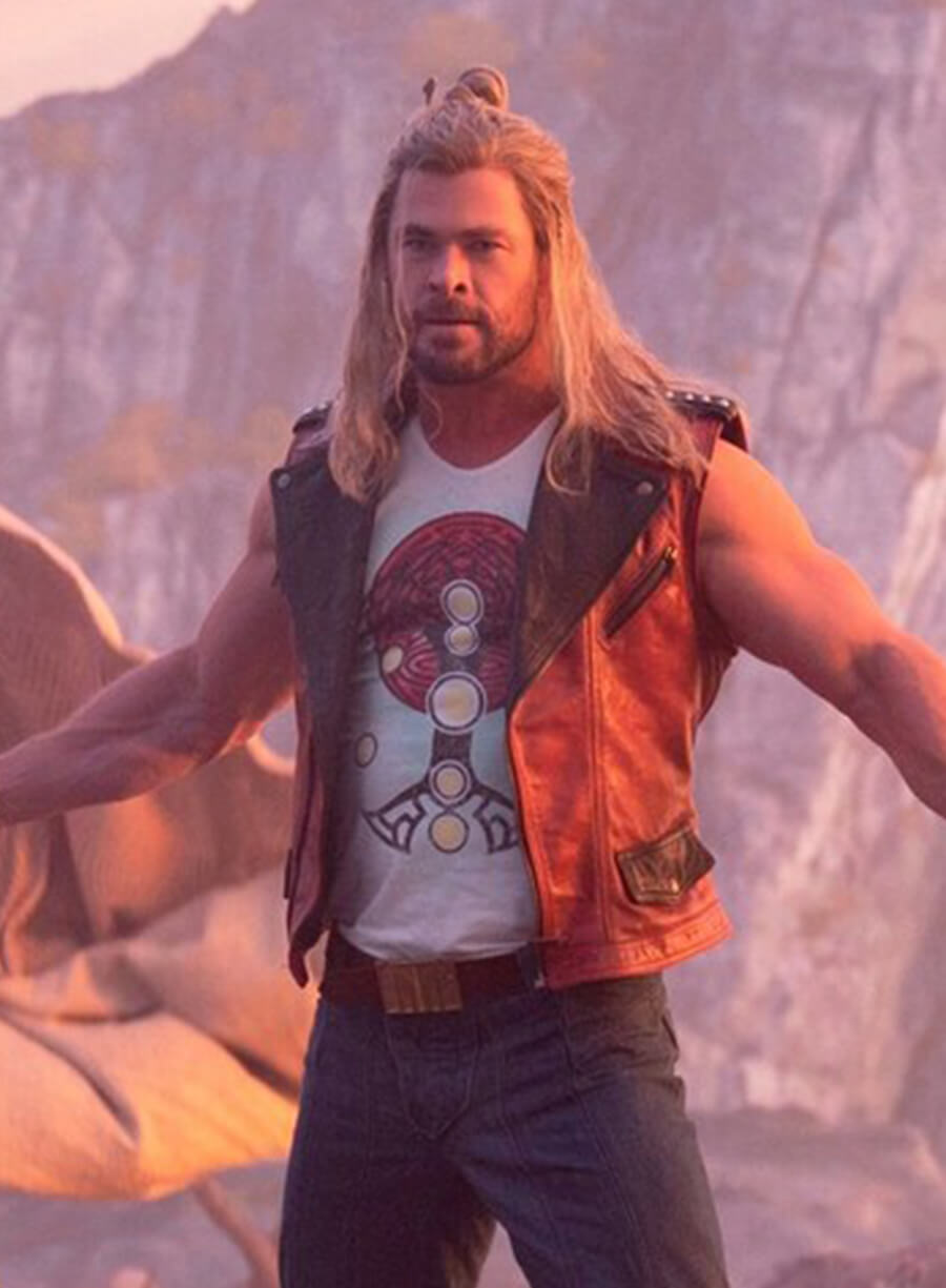 Harpoon Thor Inspired Red Leather Jacket - Thor Love and Thunder Style