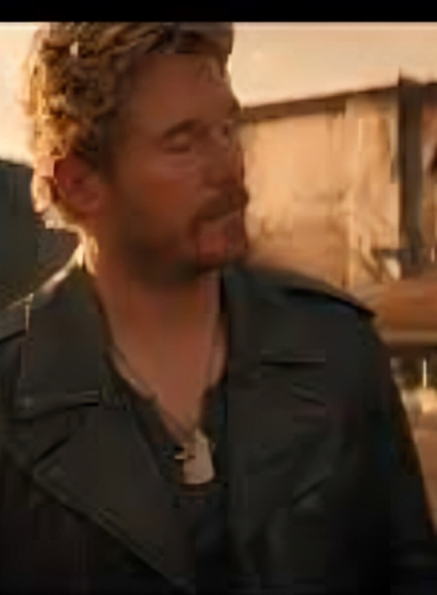 Harpoon Chris Pratt Inspired Black Leather Jacket - The Electric State 2025 Style