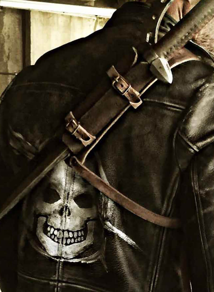 Harpoon Christian Inspired Black Real Leather Leather Jacket - Resident Evil: The Final Chapter Style