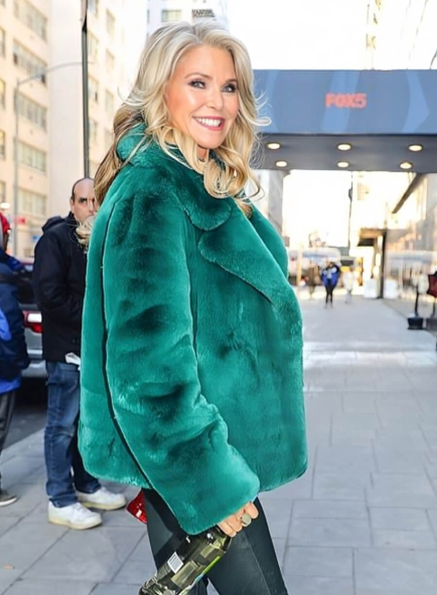 Harpoon Christie Brinkley Inspired Green Fux Shearling Leather Jacket