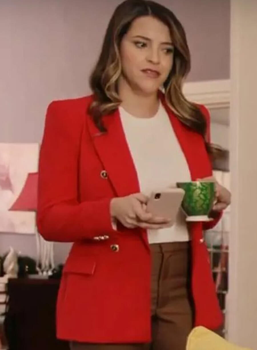 Harpoon Christina Martino Inspired Red Leather Jacket - Sincerely Truly Christmas Style